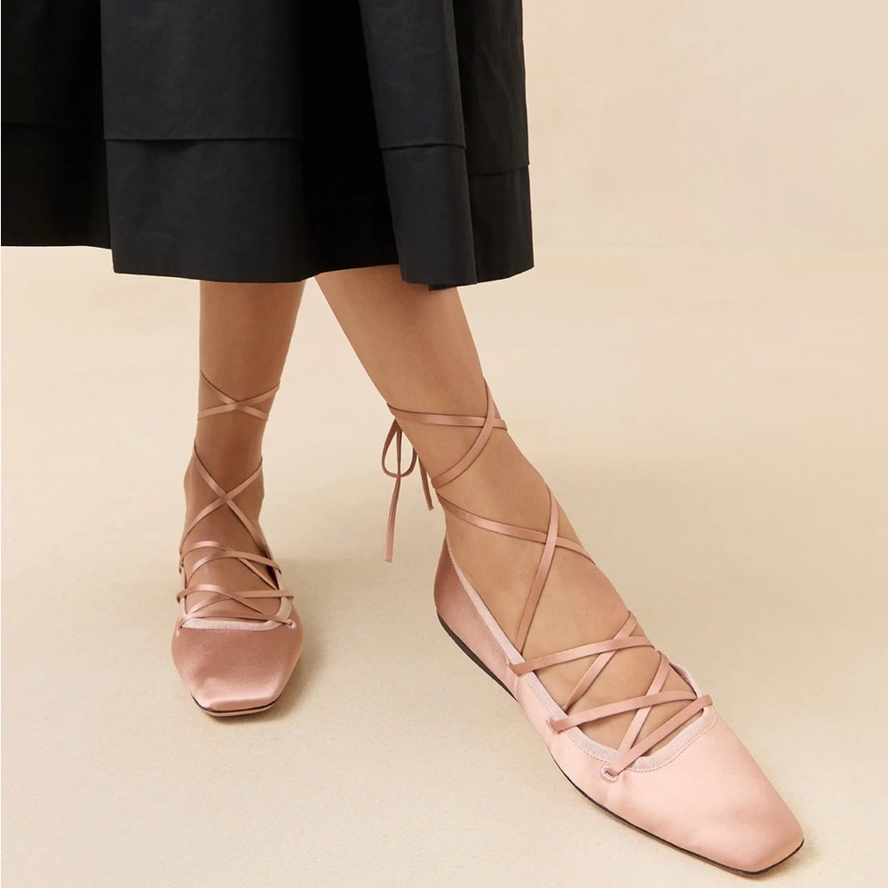 Loeffler Randall Louisa Blush Lace-Up Ballet Flat